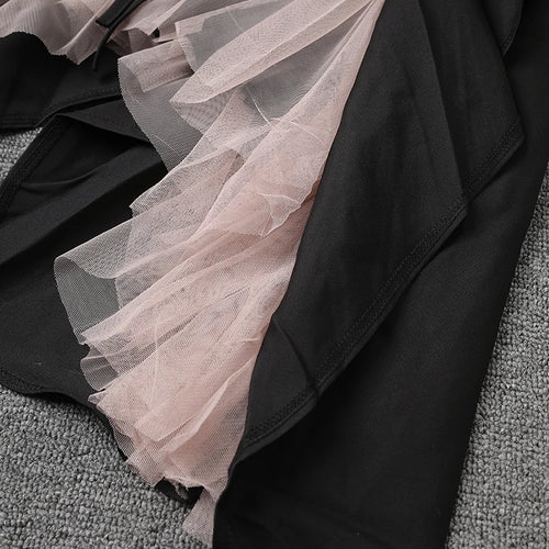 Load image into Gallery viewer, High Elastic Waist Black Drawstring Mesh Irregular A-line Half-body Skirt Women Fashion Tide New Spring Autumn 2025 2Q1136
