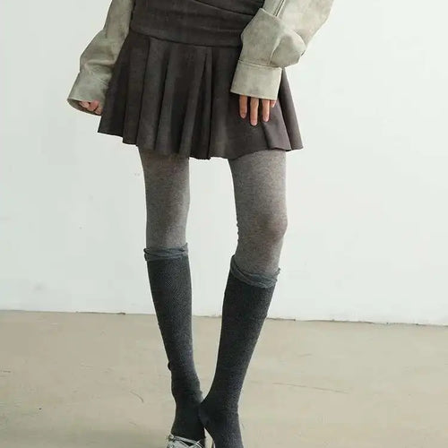 Load image into Gallery viewer, High Waist Gray Vintage Paint Short Irregular Pleated MiniHalf-body Skirt Women Fashion New Spring Autumn 2025 1DH8265
