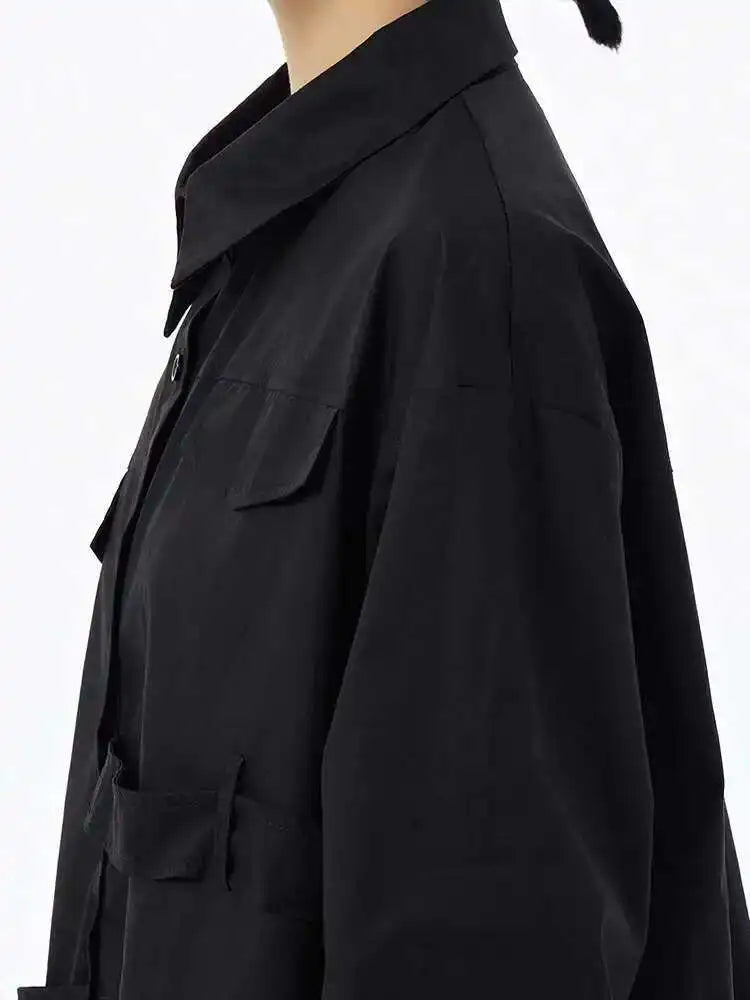 Women White False Pocket Big Size Casual Blouse New Lapel Long Sleeve Shirt Fashion Tide Spring Autumn 2025 1DH6683