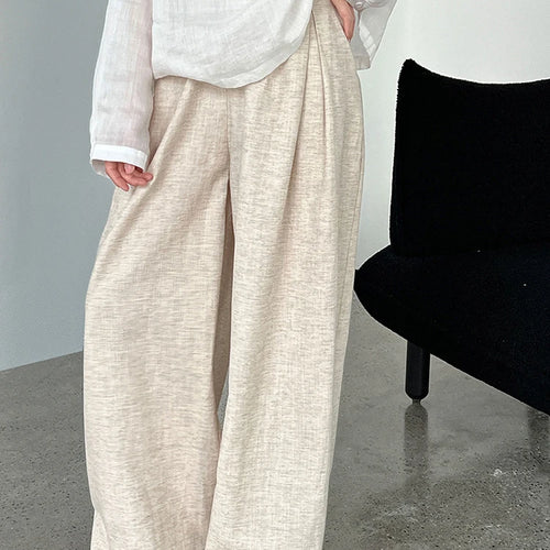 Load image into Gallery viewer, High Waist White Linen Thin Pleated Casual Long Wide Leg Pants New Trousers Women Fashion Tide Spring Autumn 2025 1DJ1299
