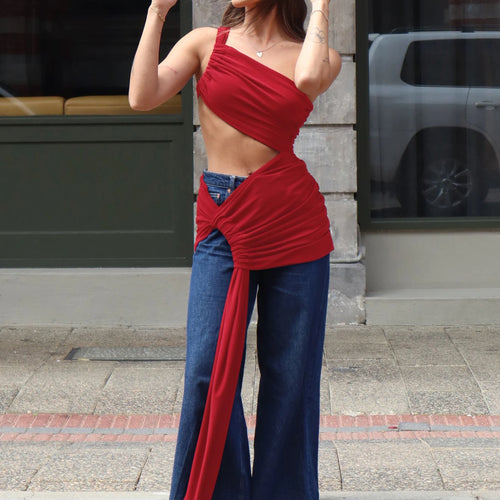 Load image into Gallery viewer, Halter One Shoulder Solid Hollow Out Ruched Shirring Sexy Slim Mini Dress Summer Women Fashion Outfits Party Holiday
