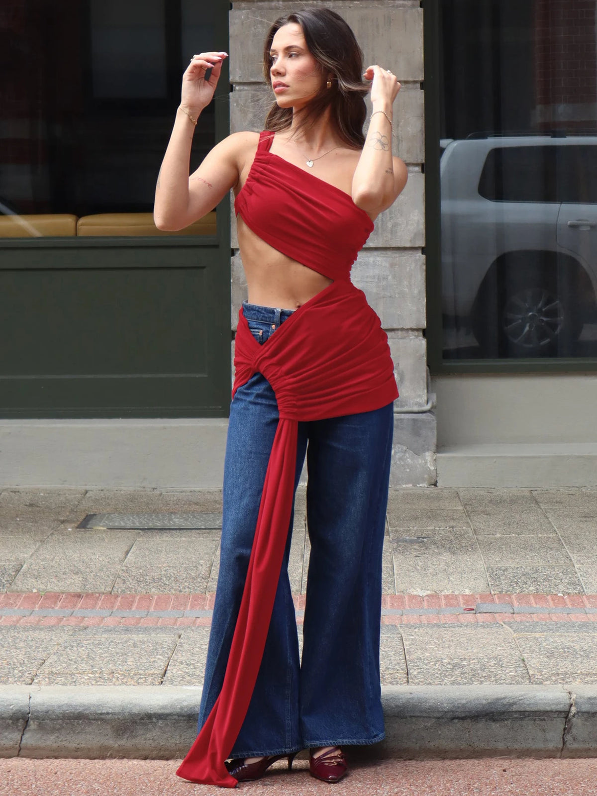 Halter One Shoulder Solid Hollow Out Ruched Shirring Sexy Slim Mini Dress Summer Women Fashion Outfits Party Holiday