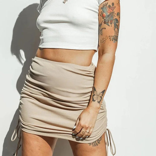 Load image into Gallery viewer, women&#39;s skirts harajuku 2024 spring autumn period ladies knitting thread side draw string elastic sexy skirts womens
