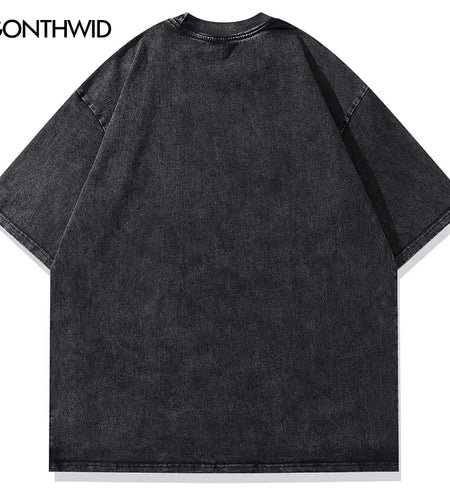 Men Vintage Tshirt Funny Graphic Print Black Oversized T-Shirt Streetwear Hip Hop Harajuku Cotton Loose Summer Fashion Top Tees