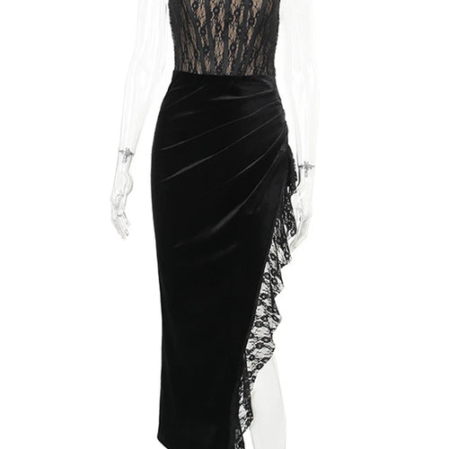 Load image into Gallery viewer, Elegant Lace Strapless Maxi Dress For Women Fashion Black Sleeveless Backless Bodycon Club Party Sexy Long Dress
