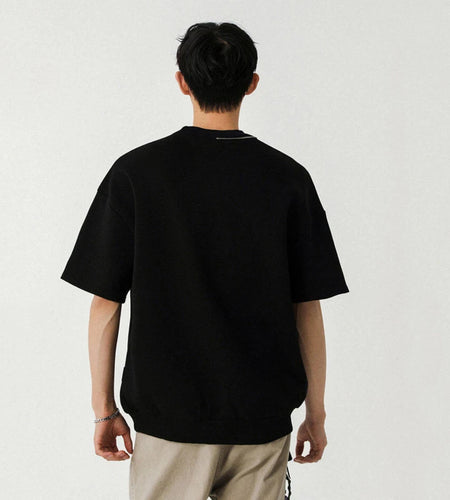 Korean Male T-shirts New Solid Color Pullover Short Sleeves T-shirt Zipper Decoration Casual Fanshion Trend Summer 9W1299