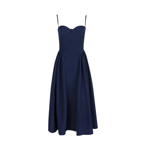 Load image into Gallery viewer, Elegant Spaghetti Strap Midi Dress Slim A Line Party Dresses Navy Blue Casual Birthday Holiday Dress Women's clothing
