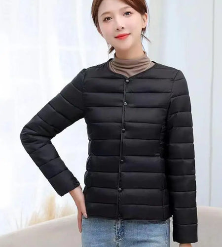 Korean Fashion Women Long Sleeve Solid Down Cotton Coat 2024 New Autumn Winter Ladies Single Breasted Warm Short Jacket Trendy