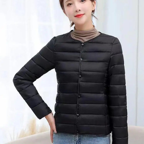 Load image into Gallery viewer, Korean Fashion Women Long Sleeve Solid Down Cotton Coat 2024 New Autumn Winter Ladies Single Breasted Warm Short Jacket Trendy
