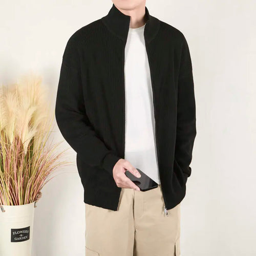 Load image into Gallery viewer, Men's Spring Sweater Jacket  Knitted Summer British Style Zipper Cardigan Sweaters Loose Casual Stand Collar Jackets 9W1208
