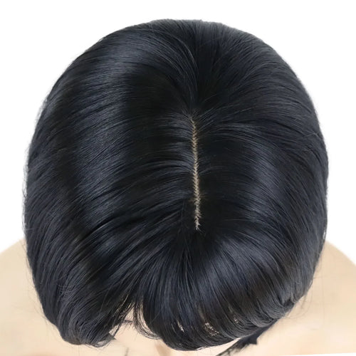 Load image into Gallery viewer, Synthetic Black Bob Wig with Bangs Short Haircuts for Women Natural Hairstyle Replacement Wigs Female Black Wigs Mother
