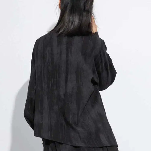 Load image into Gallery viewer, Women Black Irregular Tie Dye Big Size Elegant Blouse New Lapel Long Sleeve Shirt Fashion Tide Spring Autumn 2025 1DH7715
