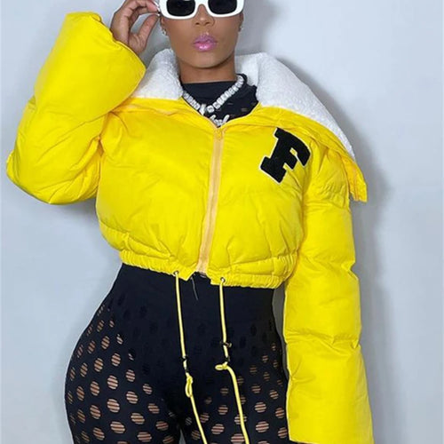 Load image into Gallery viewer, Letter Printing Winnter Clother For Women Coat Long-sleveed Zipper All-match Down Wadded Jacket Streetwear Casual Warmth
