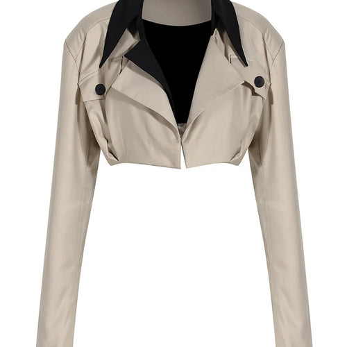 Load image into Gallery viewer, Loose Fit Khaki Two Ways Wear Irregular Jacket New Lapel Long Sleeve Women Coat Fashion Tide Spring Autumn 2025 1DE7081
