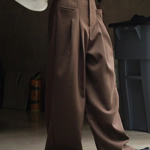 Load image into Gallery viewer, High Waist Brown Pleated Casual Long Wide Leg Pants New Loose Fit Trousers Women Fashion Tide Spring Autumn 2025 1DF4423
