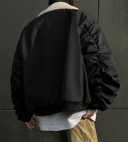 Lamb Wool Collar Retro Cotton Padded Clothes American Men Solid Color 2024 Winter New Stylish Male Jacket Tide 9C8933