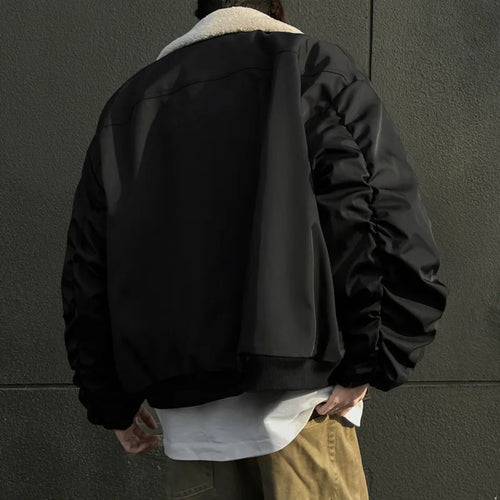 Load image into Gallery viewer, Lamb Wool Collar Retro Cotton Padded Clothes American Men Solid Color 2024 Winter New Stylish Male Jacket Tide 9C8933

