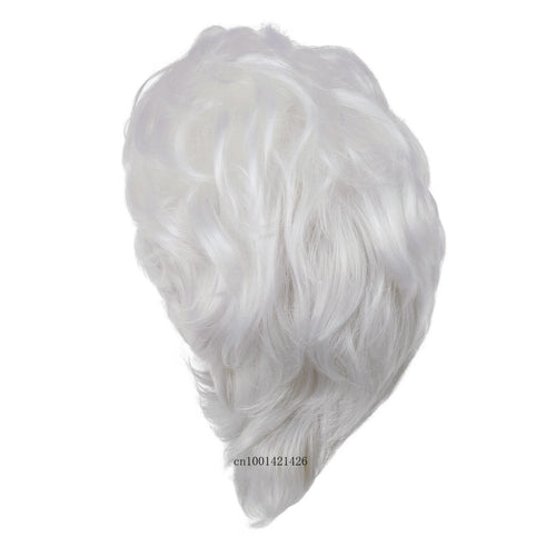 Load image into Gallery viewer, White Wigs for Women Synthetic Hair Short Haircuts with Bangs Mommy Wig Natural Hairstyles Cosplay Wigs Old Lady Costume Party
