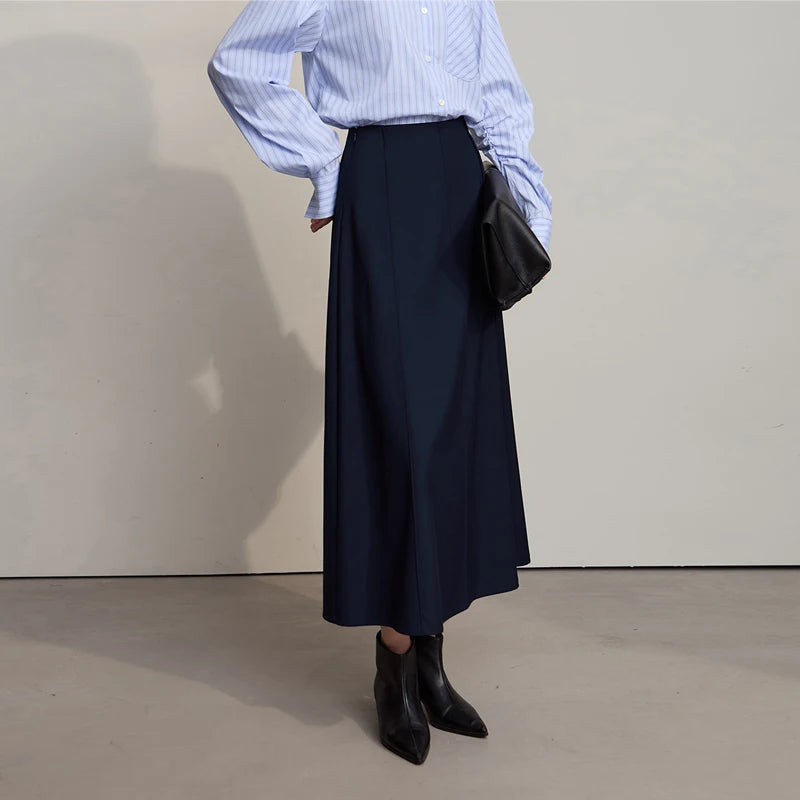 Women's Skirt 2025 Autumn New Minimalist Solid Color Loose Skirts For Women Medium To Long Versatile A-shaped Skirt12524019