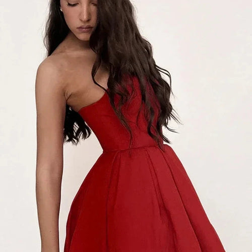 Load image into Gallery viewer, Elegant Sexy Strapless Corset Dress Fashion 2024 Summer A Line Short Party Dresses Red White C69-DE29
