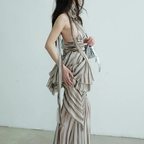 Load image into Gallery viewer, Brown Tank Top Bandage Thin Skirt Two Pieces Suit New Halter Sleeveless Women Fashion Tide Spring Summer 2025 1DJ0680
