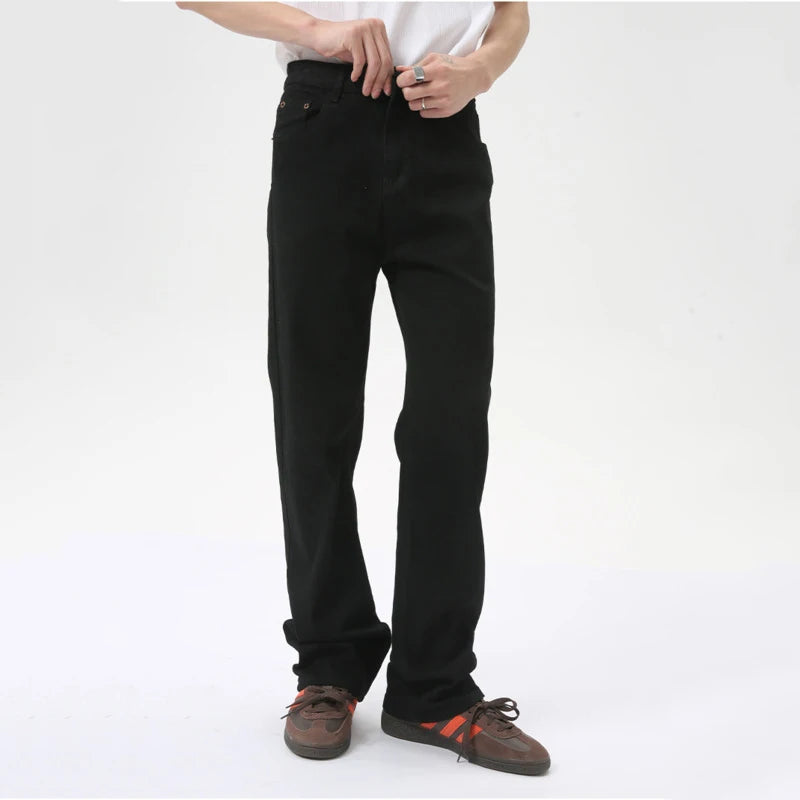 American Style Casual Men's Denim Pants Straight Slim Boot Cut Male Jeans Solid Color Trousers Trend Summer 9C6279