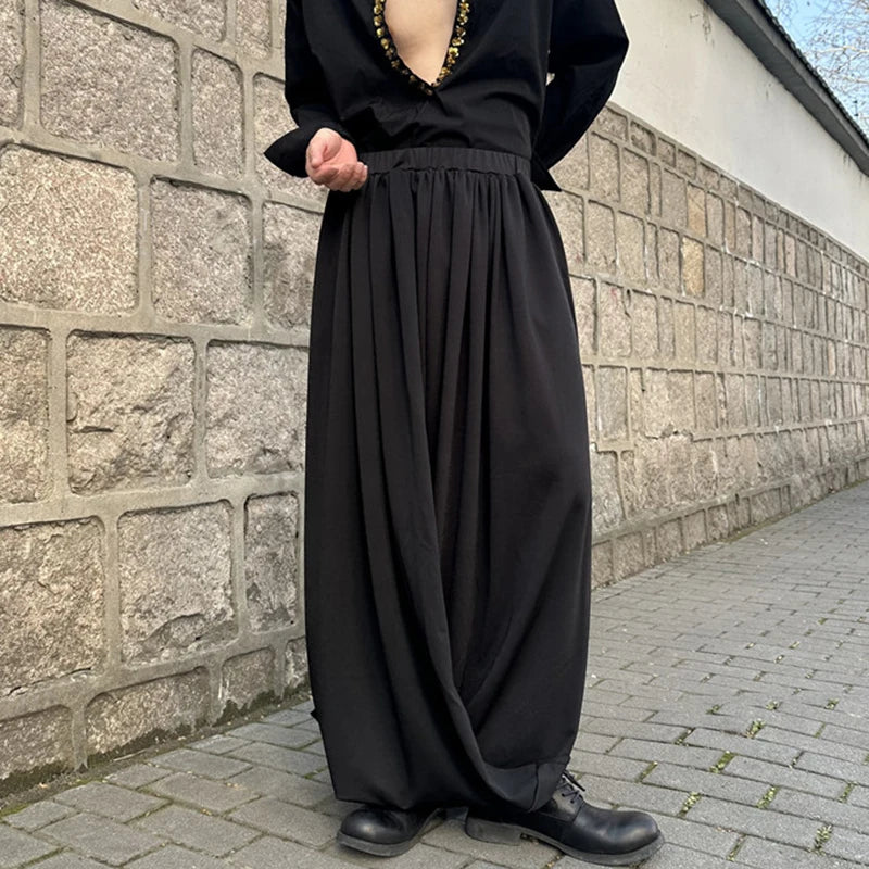 Men's Causal Trousers New Chinese Style Niche Design Irregular Casual Skirt Pants Trend Personalized Loose Pants 9W1788