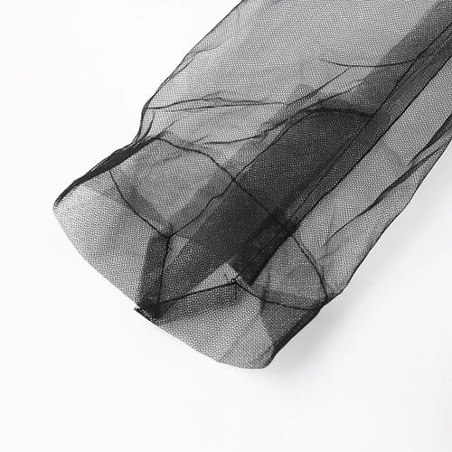 Load image into Gallery viewer, Women Black Mesh Ruffles Perspective Long Blazer New Lapel Long Sleeve Jacket Fashion Tide Spring Summer 2025 CPDB110
