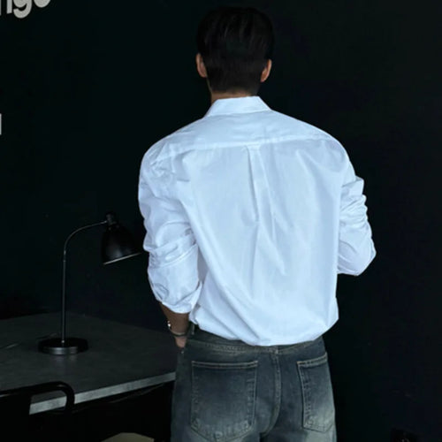 Load image into Gallery viewer, Male Simple Long Sleeve Shirt New Spring Loose Solid Color Shirts New Korean Single Breasted Trendy Men's Top 9W1451
