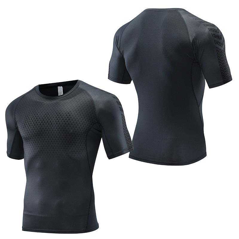 Mens Sport Compression Shirt Gym Tight Sweatshirt Running Top for Fitness T-shirt Bodybuilding Clothes Jogging Rashguard Dry Fit v1