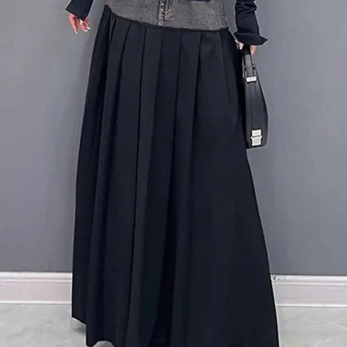 Load image into Gallery viewer, High Elastic Waist Blue Color-block Denim Pleated A-line Half-body Skirt Women Fashion Tide New Spring Autumn 2025 1DH2576
