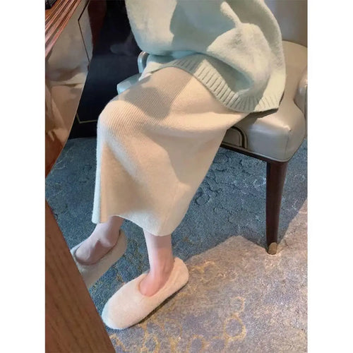 Load image into Gallery viewer, Autumn Winter Korean Fashion Solid Wrapped Hip Knitted Long Skirt Women's 2024 Elegant High Waist Festival Skirt Trendy Ladies
