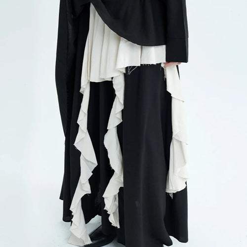 Load image into Gallery viewer, High Elastic Waist Apricot Color-block Burr Irregular Half-body Skirt Women Fashion Tide New Spring Autumn 2025 1DJ0388
