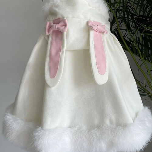 Load image into Gallery viewer, Japanese Lolita Sweet Rabbit&#39;s Ears Hooded Cloak Jackets Women Y2k Aesthetic Lace Patchwork Love Coat Harajuku Kawaii Bow Jacket
