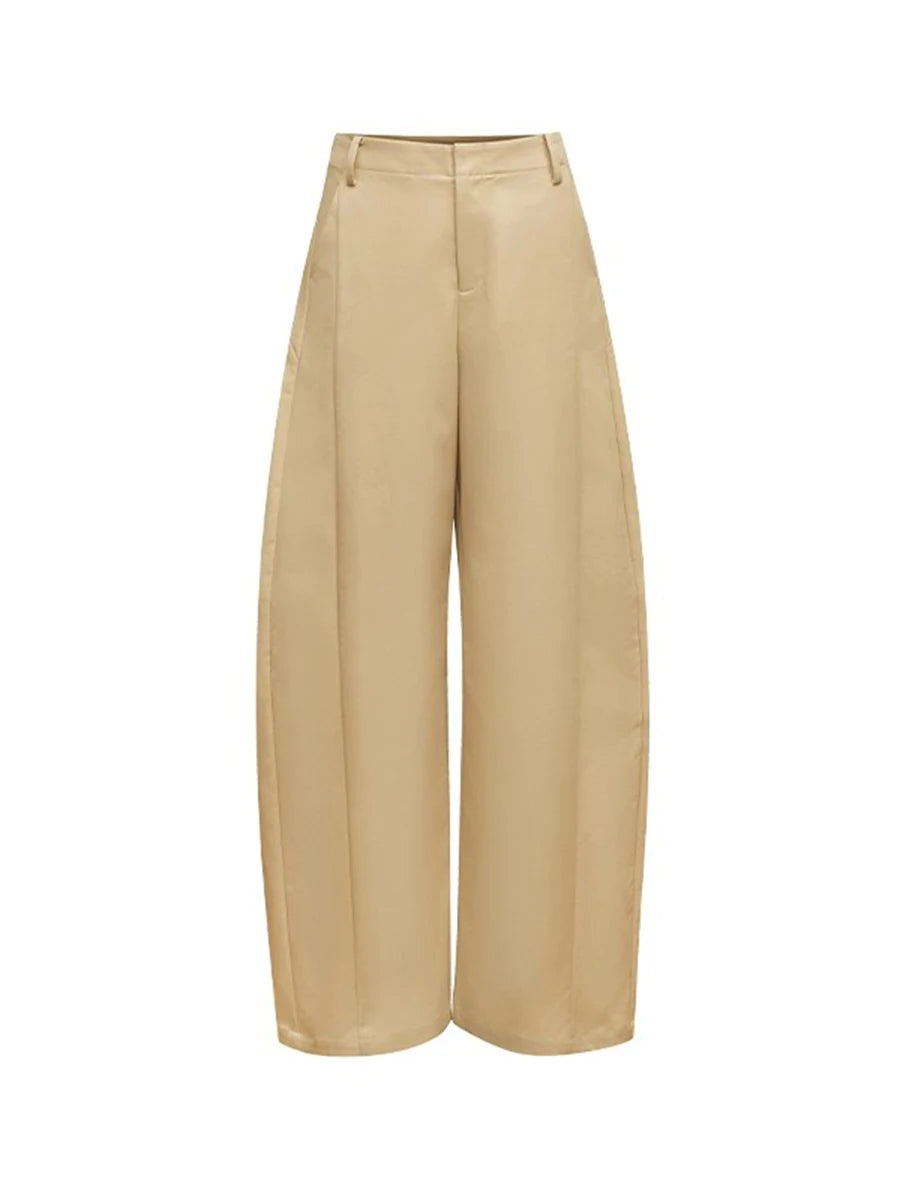 Loose Temperament Wide Leg Pants for Women High Waist Patchwork Pocket Minimalist Pant Female Fashion Clothing New