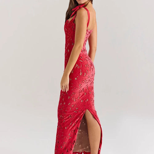 Load image into Gallery viewer, Bows Lace Sexy Maxi Dress For Women Fashion Sleeveless Backless Bodycon New Year's Birthday Club Party Long Dress
