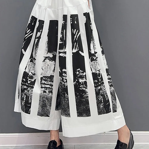 Load image into Gallery viewer, High Elastic Waist Black Printed Pleated Long Wide Leg Pants New Trousers Women Fashion Tide Spring Autumn 2025 1DF6290
