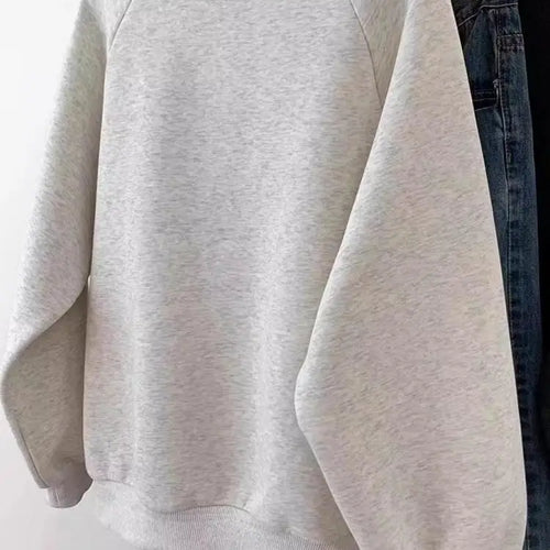 Load image into Gallery viewer, New Casual Women's Autumn Winter Sweatershir New Korean Version Grey Large Size Versatile Long Sleeved Zipper Cotton Top Popular
