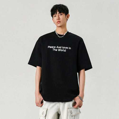 Load image into Gallery viewer, Male T-shirts Short Sleeve Embroidery Letter Printing Trendy Solid Color O-neck Stylish New Summer Men&#39;s Clothing 9W1937
