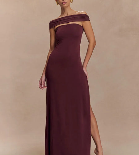 Off-shoulder Strapless Sexy Maxi Dress Women Gown Fashion  Sleeveless Backless High Waist Split Club Party Long Dress