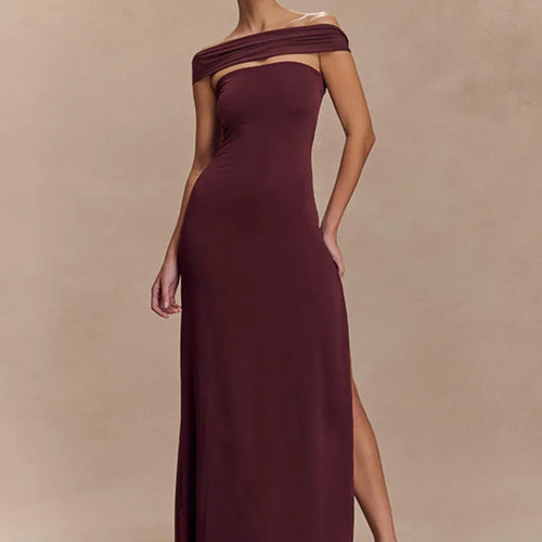 Load image into Gallery viewer, Off-shoulder Strapless Sexy Maxi Dress Women Gown Fashion  Sleeveless Backless High Waist Split Club Party Long Dress
