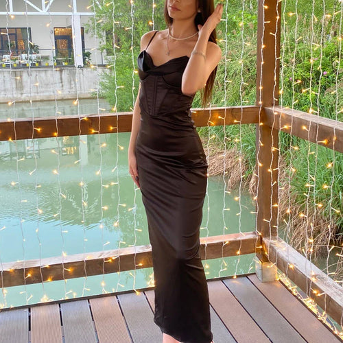 Load image into Gallery viewer, Wedding Guest Dress Women 2023 Bodycon Satin Maxi Dress Long Spaghetti Strap Sexy Prom Evening Party Dresses with Glove Purple
