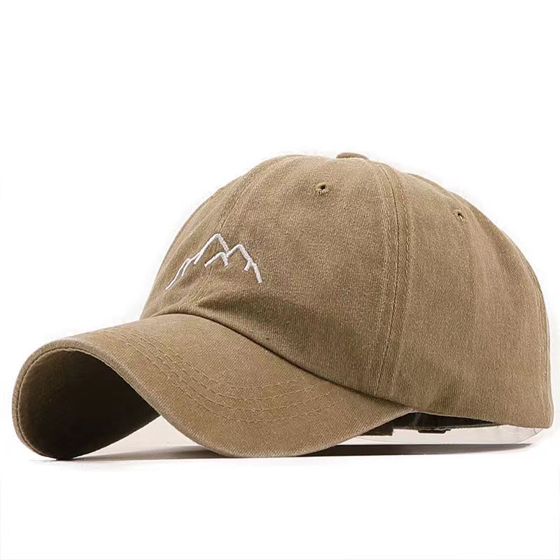 Unisex Washed Cotton Cap Mountain Embroidery Vintage Baseball Cap Men Women Adjustable Casual Outdoor Streetwear Sports Hat