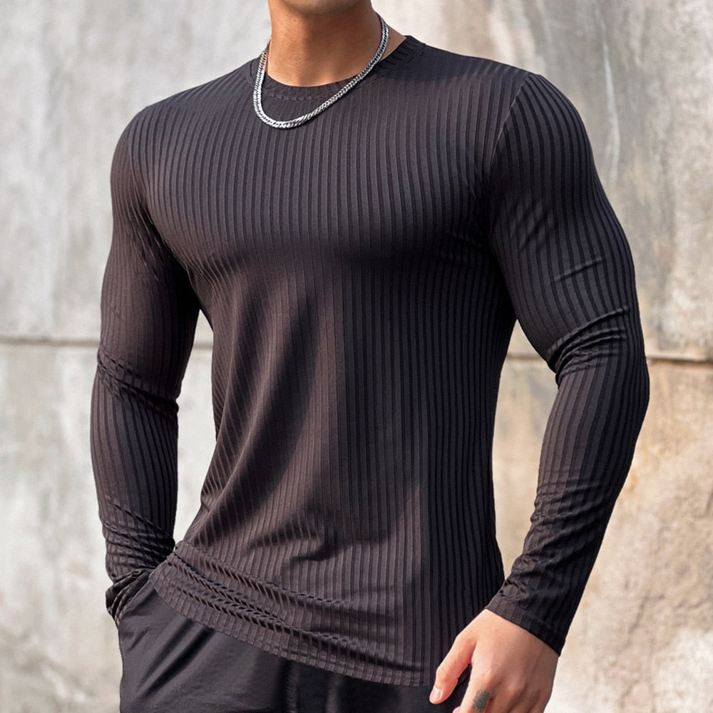 Gym Fitness T-shirt Men Casual Long Sleeve Skinny Shirt Male Bodybuild –  wanahavit
