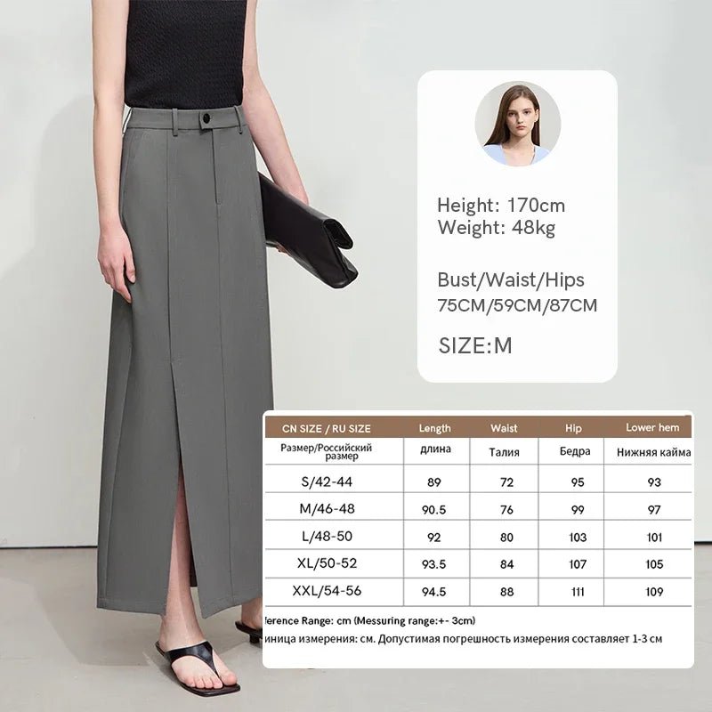 Minimalism Premium Skirt For Women 2025 Autumn New Commuter Asymmetric Split Straight Skirt Slim Thin Suit Skirt 12521019