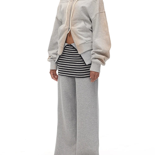 Load image into Gallery viewer, Solid Spliced Zipper Sweatershirts For Women Slash Neck Long Sleeve Patchwork Lace Up Top Female Fashion Style New
