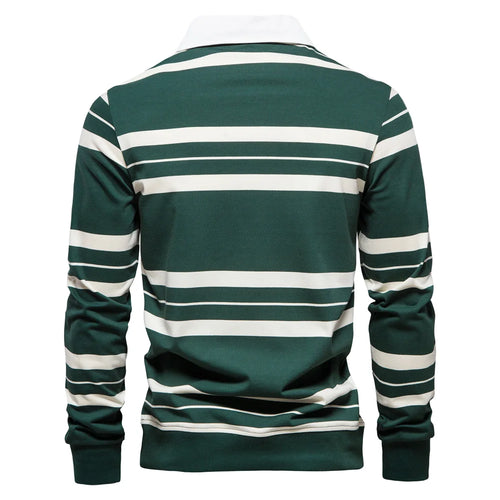 Load image into Gallery viewer, Embroidery Cotton Long Sleeve Polo Shirts for Men Striped Zipper Men&#39;s Polo Shirts New Spring Autumn Brand Men Clothing
