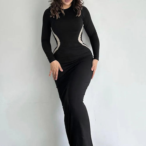 Load image into Gallery viewer, Autumn New Fashion Elastic Long Sleeve Finger Sleeve Dress Women Bodycon Midi Female Club Vestidos Party Streetwear
