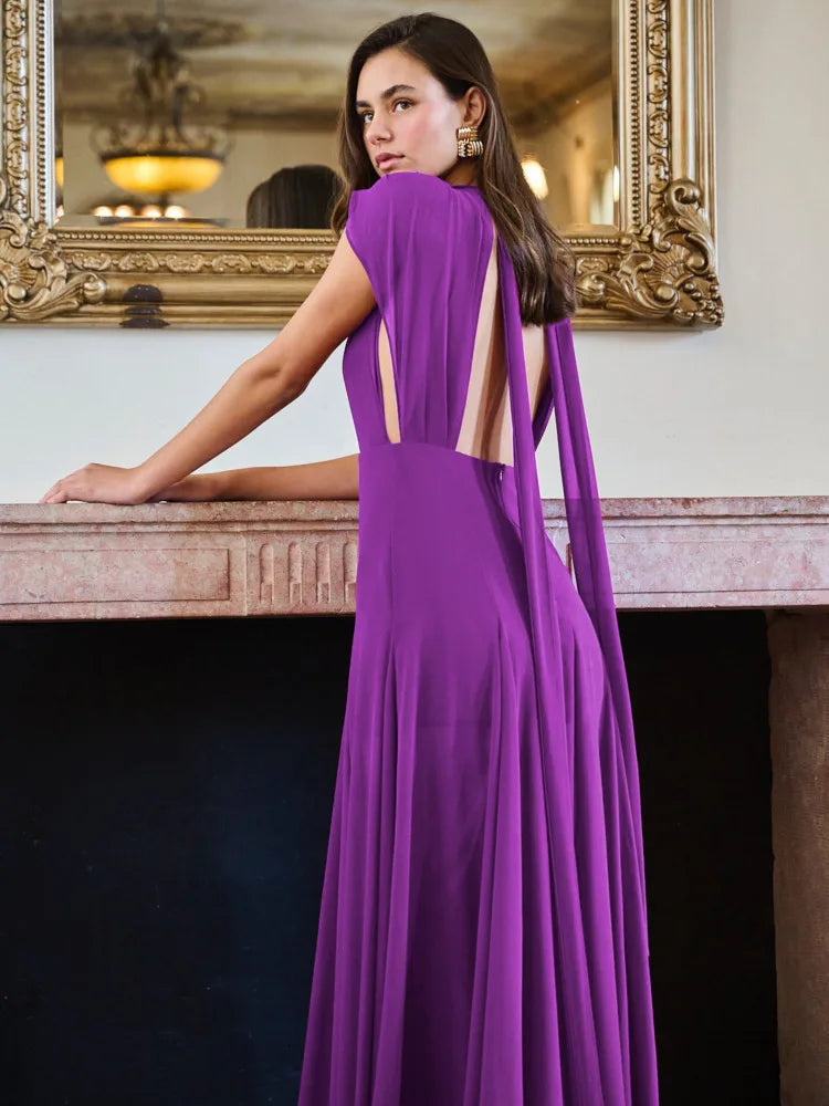 Elegant Sleeveless Bodycon Slit Party Evening Dress Women Sexy Deep V Backless Long Dress Autumn Winter Vestido 2024