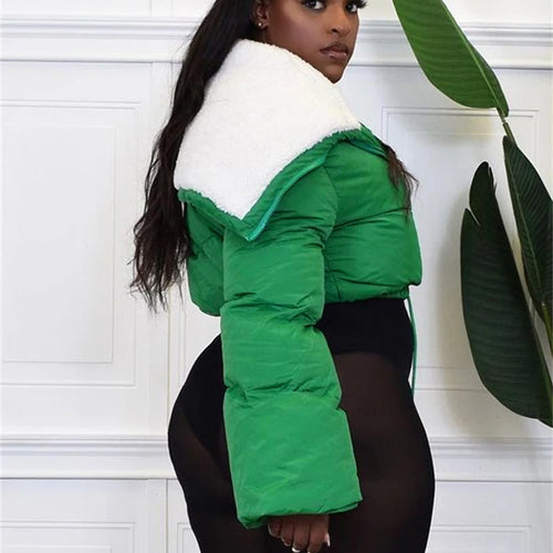 Load image into Gallery viewer, Letter Printing Winnter Clother For Women Coat Long-sleveed Zipper All-match Down Wadded Jacket Streetwear Casual Warmth
